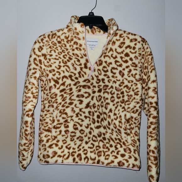New Amazon Essentials Girls Sherpa Fleece Quarter-Zip Jacket - Picture 1 of 7